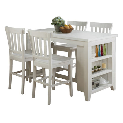 Solid Reclaimed Pine Rustic 60" Dining Set with Four Counter Height Barstools