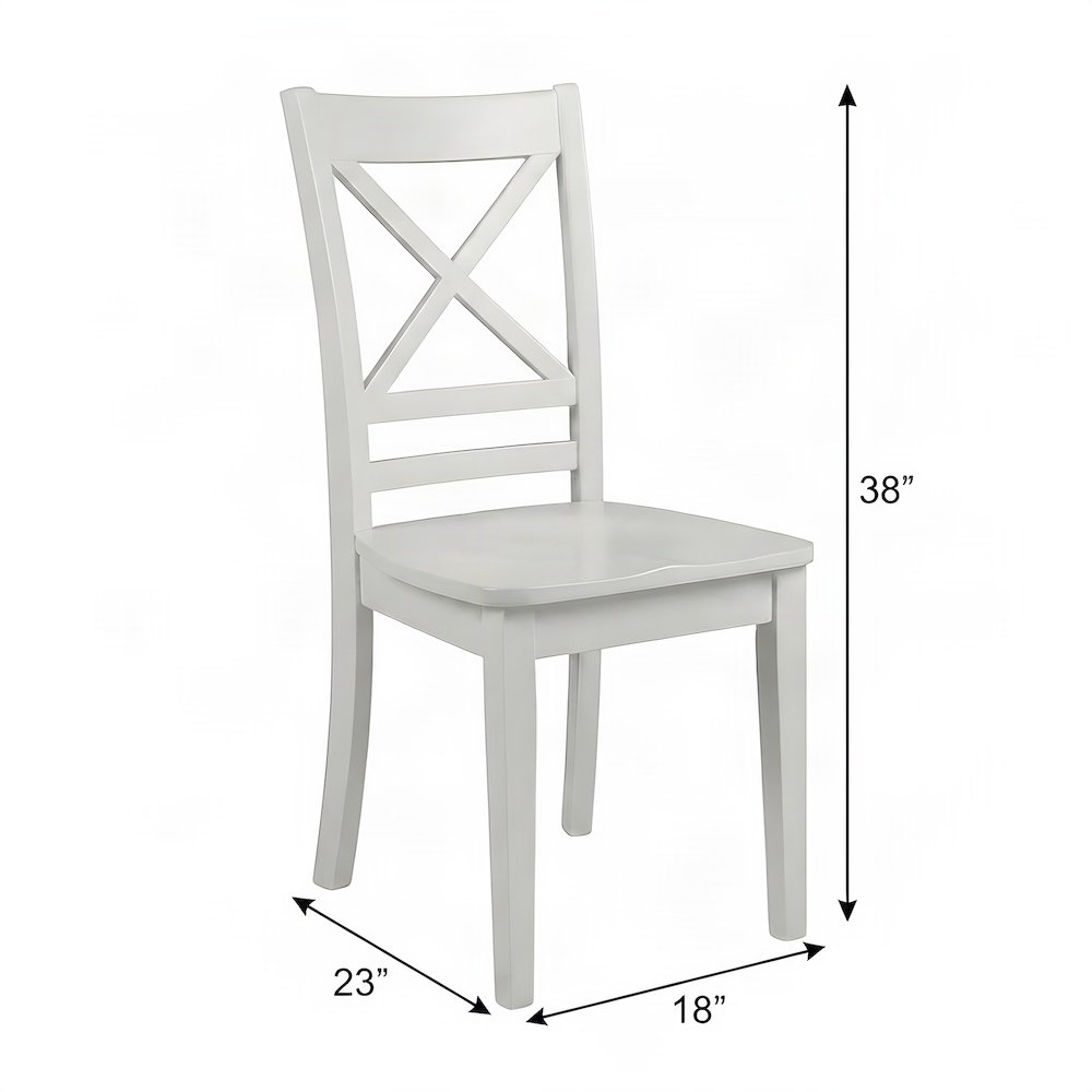 Acacia Solid Wood Cross-Back Kitchen Dining Chairs, Set of 2, Paperwhite