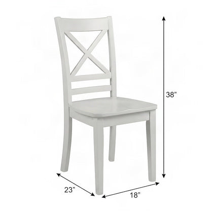 Acacia Solid Wood Cross-Back Kitchen Dining Chairs, Set of 2, Paperwhite