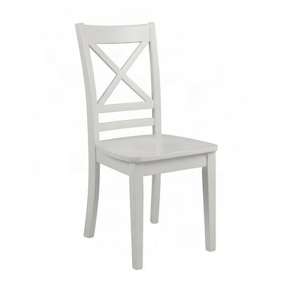 Acacia Solid Wood Cross-Back Kitchen Dining Chairs, Set of 2, Paperwhite