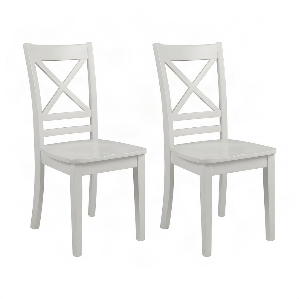 Acacia Solid Wood Cross-Back Kitchen Dining Chairs, Set of 2, Paperwhite