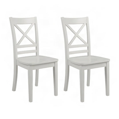Acacia Solid Wood Cross-Back Kitchen Dining Chairs, Set of 2, Paperwhite