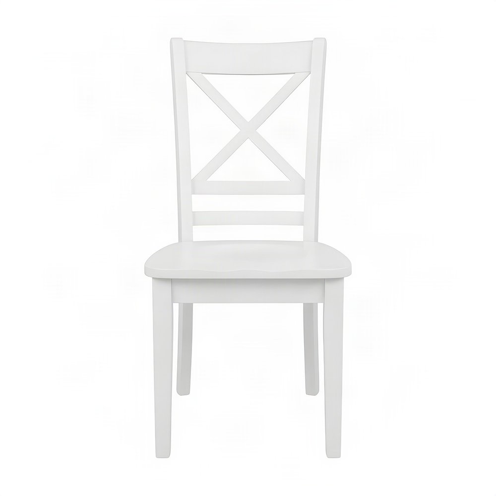 Acacia Solid Wood Cross-Back Kitchen Dining Chairs, Set of 2, Paperwhite