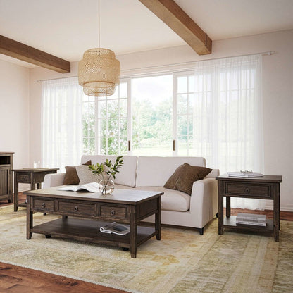 Bakersfield Transitional Rustic 3-Pc Living Room Coffee/End/Side Table Set