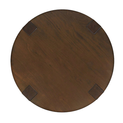 Brownstone 40" Round Transitional Modern Block-Frame Coffee Table with Wheels