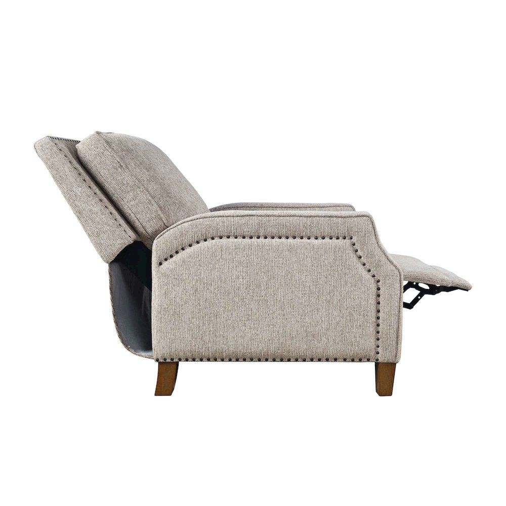 York Push Back Upholstered Recliner Accent Chair with Nailhead Trim