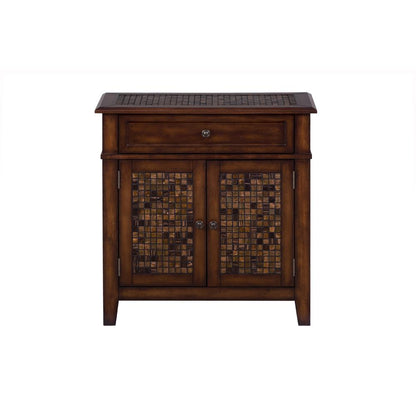 Brown Cocktail Table with Mosaic Tile Inlay