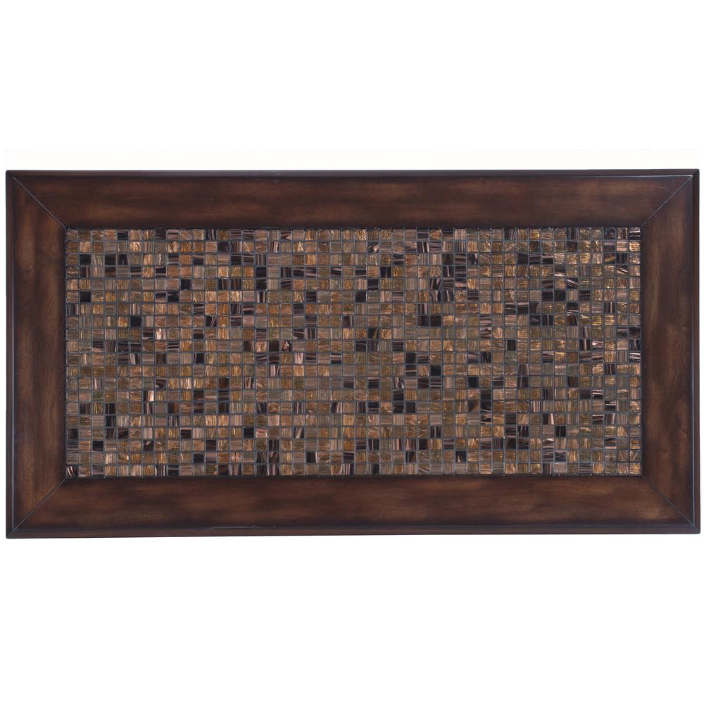 Brown Cocktail Table with Mosaic Tile Inlay
