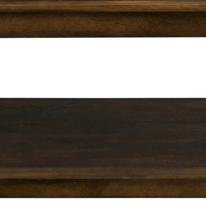 Veneer and Tile Coffee Table with Mosaic Inlay Top on Wheels, Brown