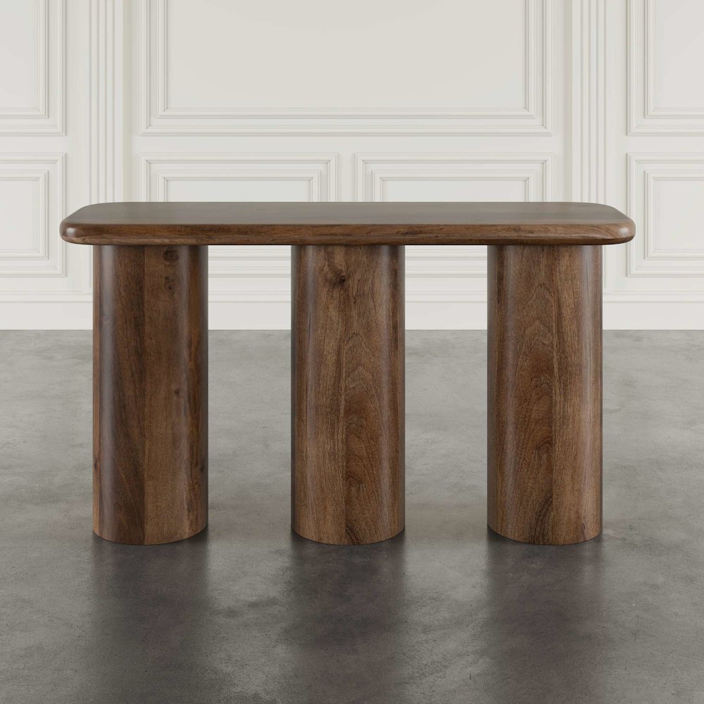 Mandara Global Modern 54" Solid Wood Pillar Sofa Console Table