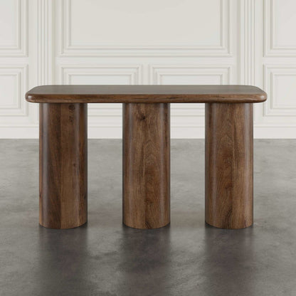 Mandara Global Modern 54" Solid Wood Pillar Sofa Console Table