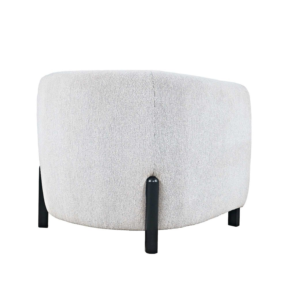 Finn Modern Textured Upholstered Barrel Accent Chair with Exposed Wood Frame