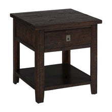 Acacia Veneer Distressed Square End Table with Drawer, Rustic, Deep Chocolate