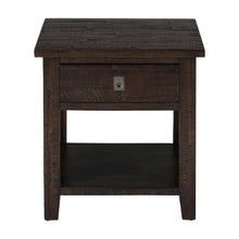 Acacia Veneer Distressed Square End Table with Drawer, Rustic, Deep Chocolate