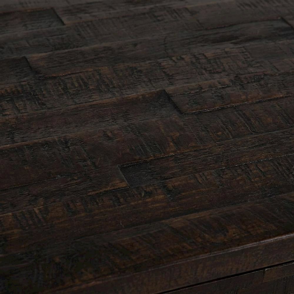 Acacia Veneer Distressed Square End Table with Drawer, Rustic, Deep Chocolate