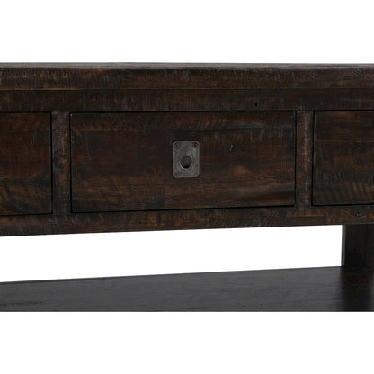 Acacia Veneer Console Table with 3-Drawer Storage, Distressed Dark Brown