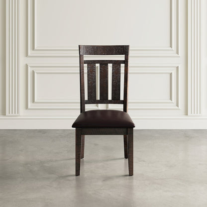 Distressed Rustic Solid Acacia Upholstered Slat-back Dining Chair (Set of 2)