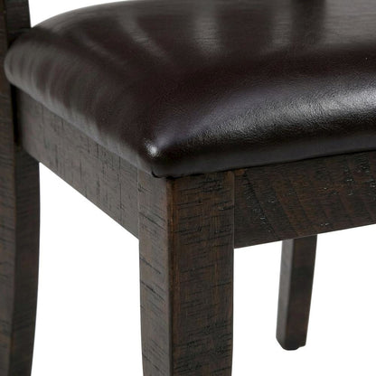 Solid Acacia Slat-Back Rustic Farmhouse Kitchen Dining Chair, Deep Chocolate, Set of 2