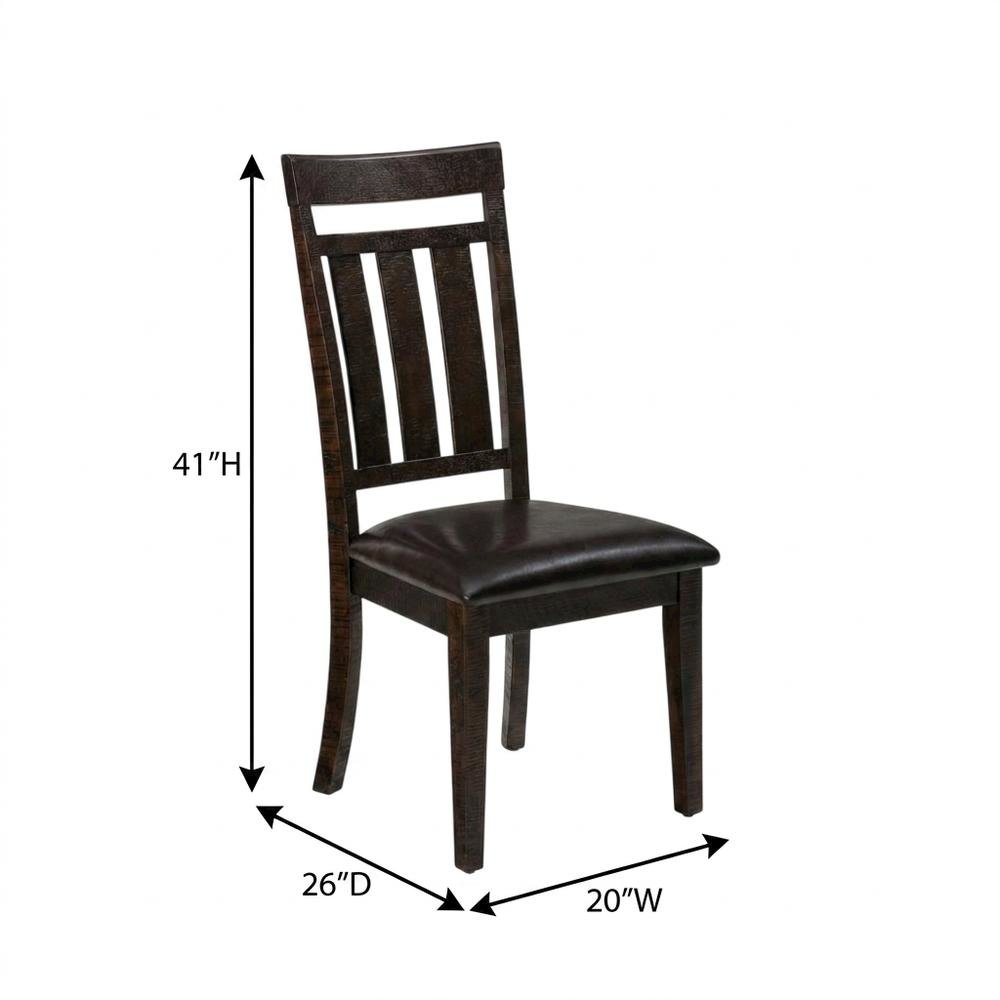 Solid Acacia Slat-Back Rustic Farmhouse Kitchen Dining Chair, Deep Chocolate, Set of 2