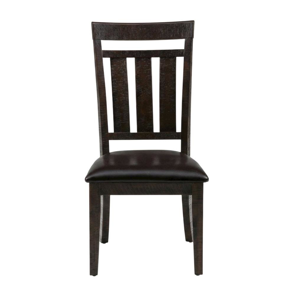 Solid Acacia Slat-Back Rustic Farmhouse Kitchen Dining Chair, Deep Chocolate, Set of 2
