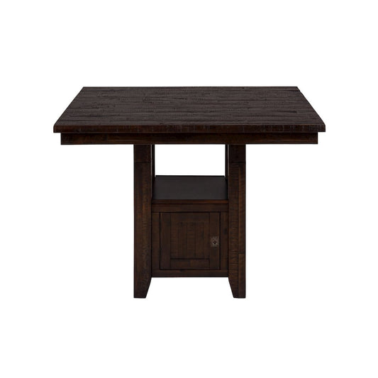 Kona Grove Distressed Rustic Solid Wood 48" Square Pub Table with Storage Base