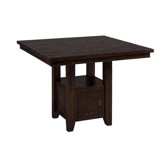 Kona Grove Distressed Rustic Solid Wood 48" Square Pub Table with Storage Base