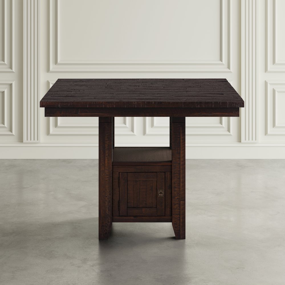 Kona Grove Distressed Rustic Solid Wood 48" Square Pub Table with Storage Base
