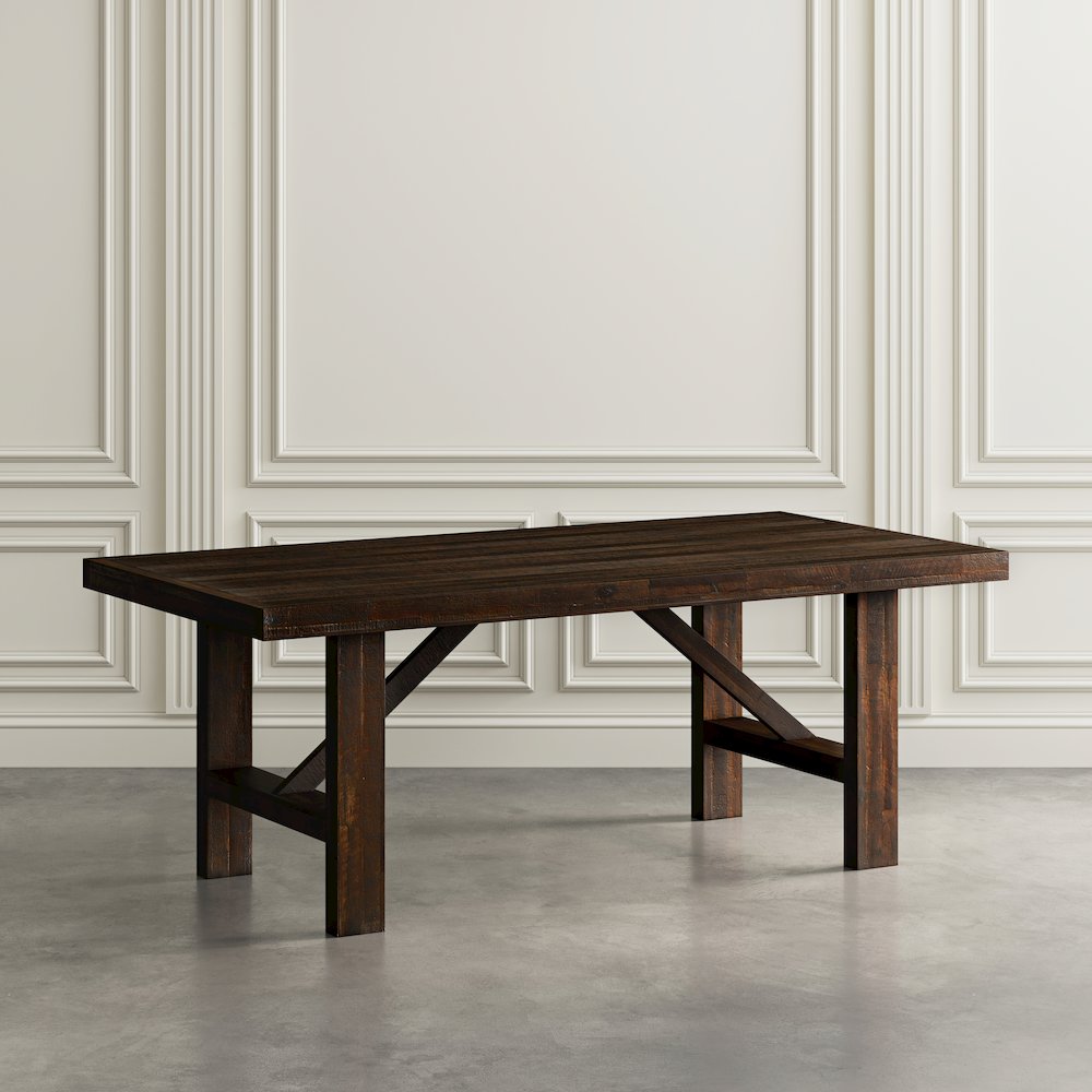 Kona Grove 79" Distressed Rustic Solid Wood Trestle Dining Table