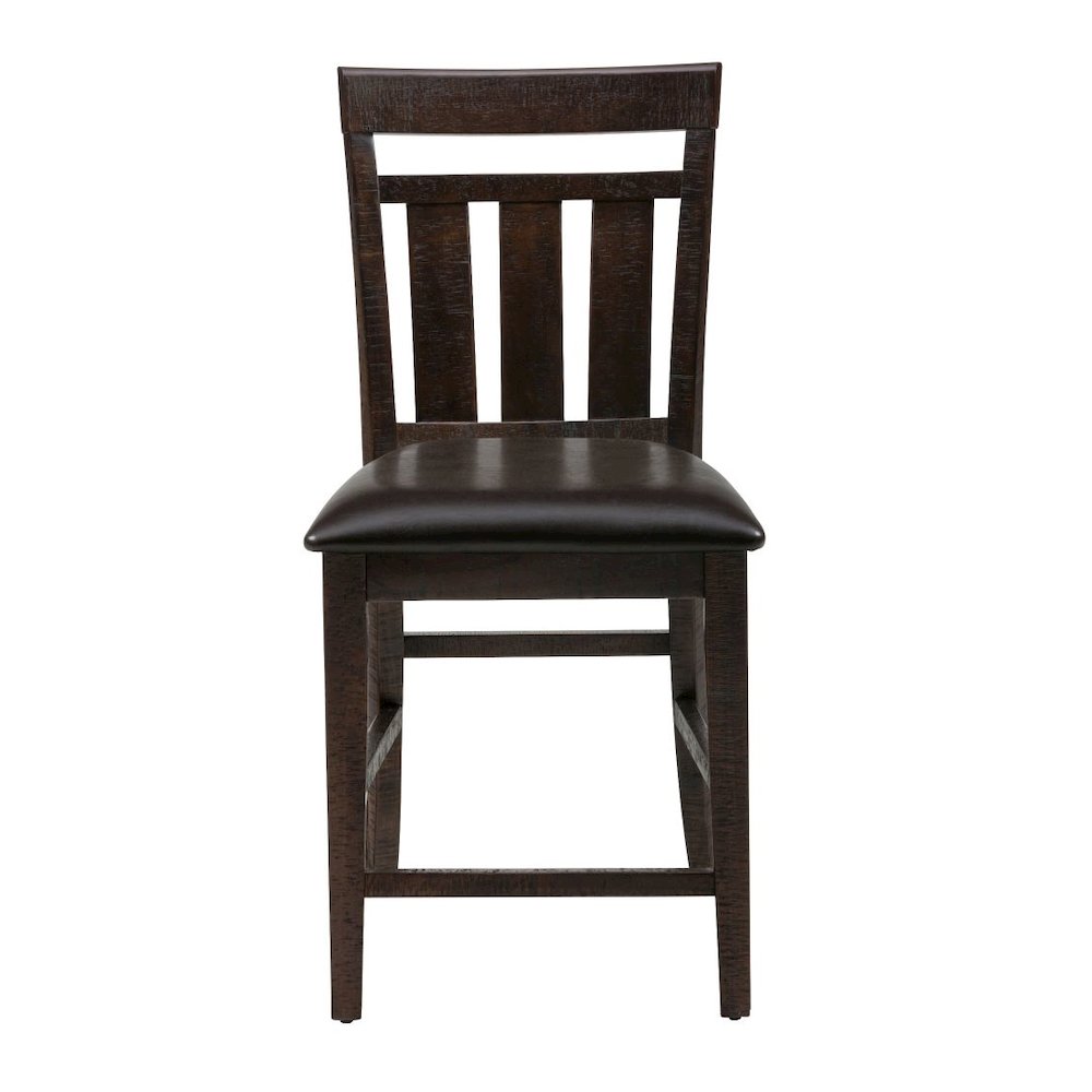 Distressed Rustic Solid Acacia Upholstered Slat-back Barstool (Set of 2)