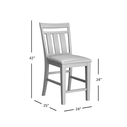 Distressed Rustic Solid Acacia Upholstered Slat-back Barstool (Set of 2)