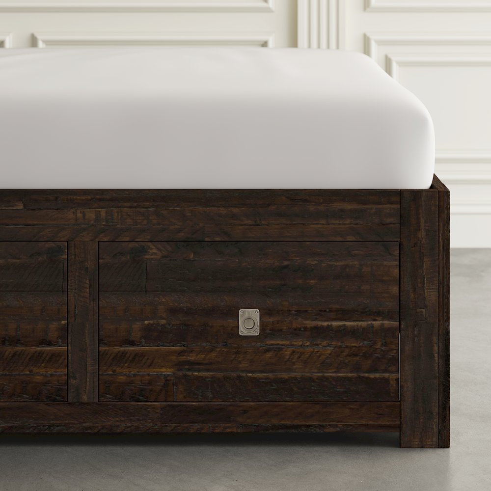 Kona Grove Distressed Rustic Solid Acacia King Storage Bed