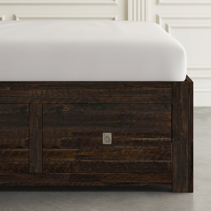 Kona Grove Distressed Rustic Solid Acacia King Storage Bed