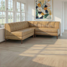 Ruston Modern Banquette Faux Leather Sectional with Five Seats and Corner Wedge