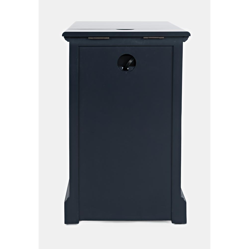 Blue Acacia End Table with USB Charging Station for Convenient Living Room Use