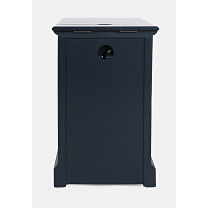 Blue Acacia End Table with USB Charging Station for Convenient Living Room Use