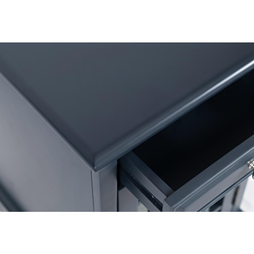Blue Acacia End Table with USB Charging Station for Convenient Living Room Use