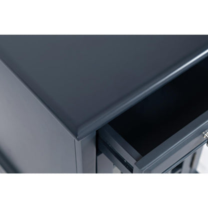 Blue Acacia End Table with USB Charging Station for Convenient Living Room Use