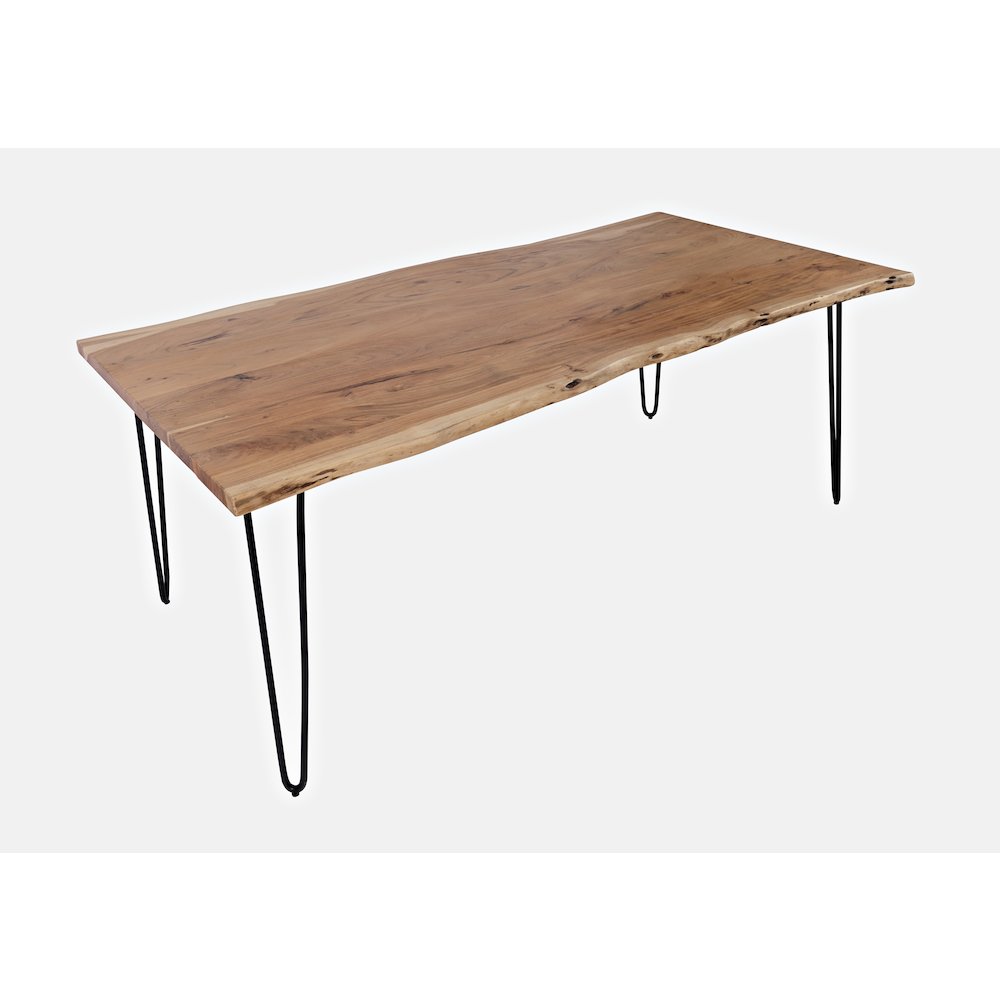 Five Piece Solid Acacia Dining Set with Upholstered Mid-Century Modern Chairs