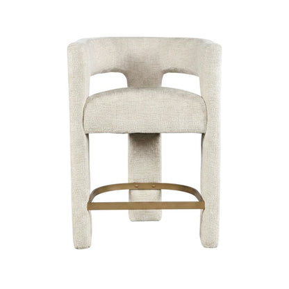 Modern Upholstered Counter Stool, Iron Frame, Natural, Set of 4