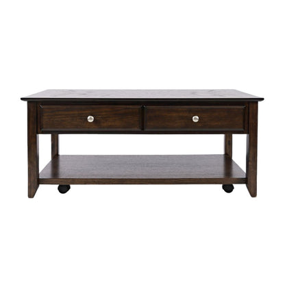 Espresso Brown Coffee Table for Living Room, Rectangular Table for Living Room