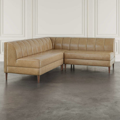 Ruston Modern Banquette Faux Leather Sectional with Five Seats and Corner Wedge