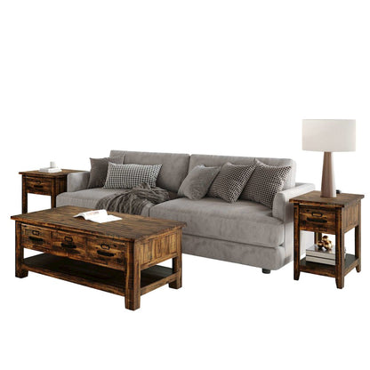 Cannon Valley Rustic Modern 3-Pc Living Room Coffee/End/Side Table Set