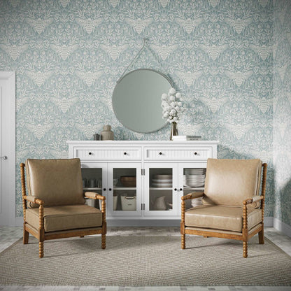 Ellsey Spindle Arm Faux Buff Leather Accent Chair
