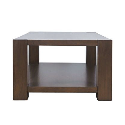 Brownstone 50" Transitional Modern Block-Frame Coffee Table, Storage and Wheels
