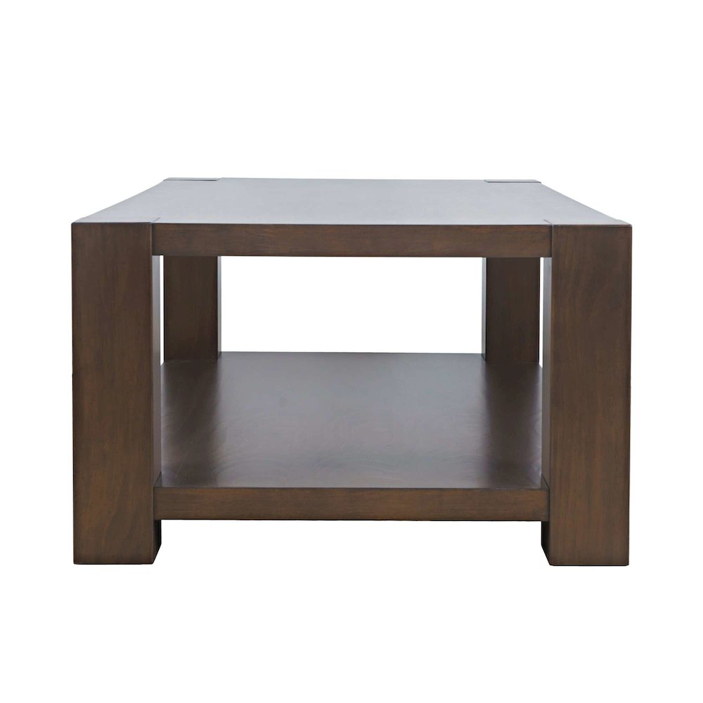 Brownstone 50" Transitional Modern Block-Frame Coffee Table, Storage and Wheels