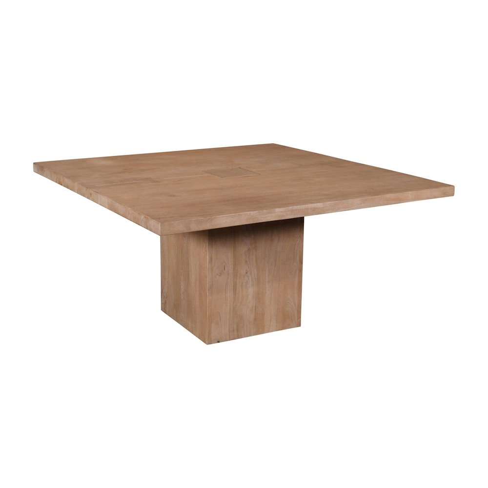 Sequoia 60" Square Rustic Solid Wood Butcher Block Pedestal Dining Table
