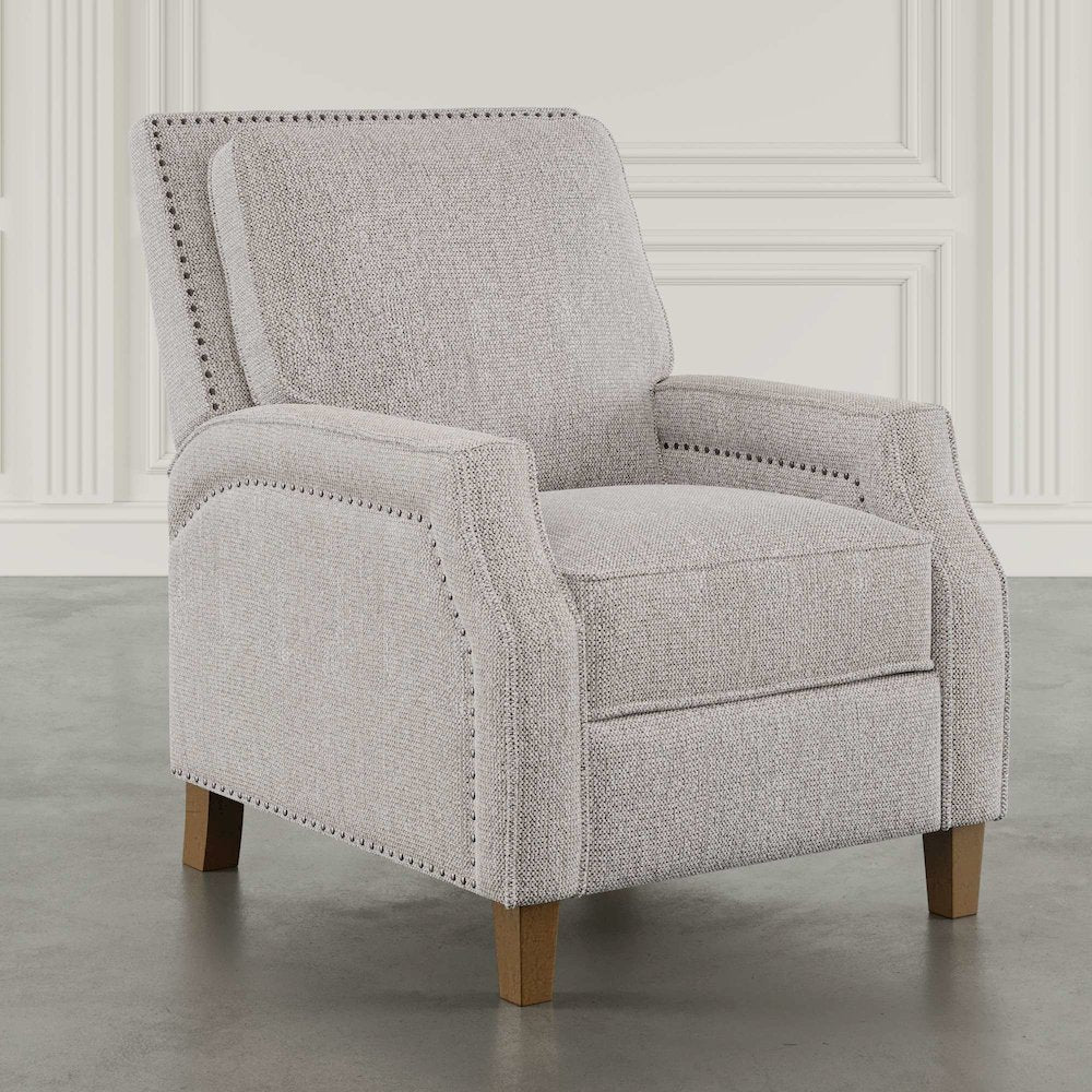 York Push Back Upholstered Recliner Accent Chair with Nailhead Trim