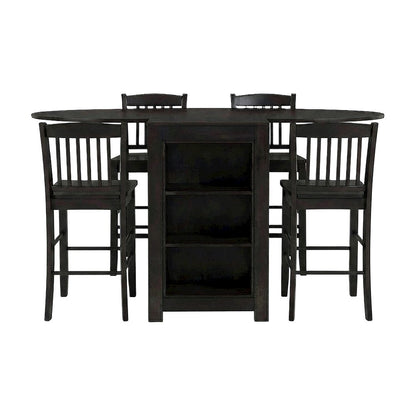 Veneer Counter Height Dining Table and Chairs 5 Piece Set, Merlot
