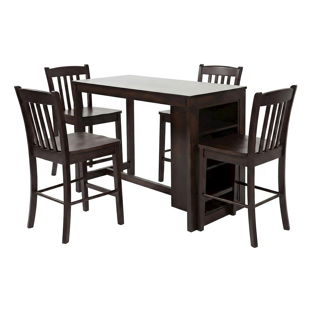 Veneer Counter Height Dining Table and Chairs 5 Piece Set, Merlot