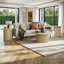 Auden Three Piece Mid-Century Modern Fluted Living Room Coffee and End Table Set